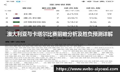 澳大利亚与卡塔尔比赛前瞻分析及胜负预测详解